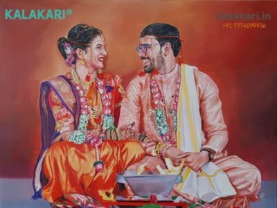 Wedding oil portrait painting