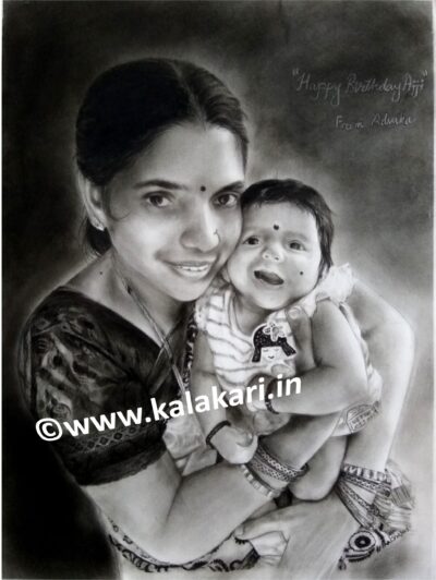 Mother Son Sketch Hand drawn